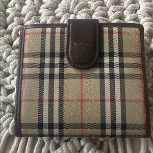 Burberrys Vintage Plaid Wallet (nova check) with Brown Trim